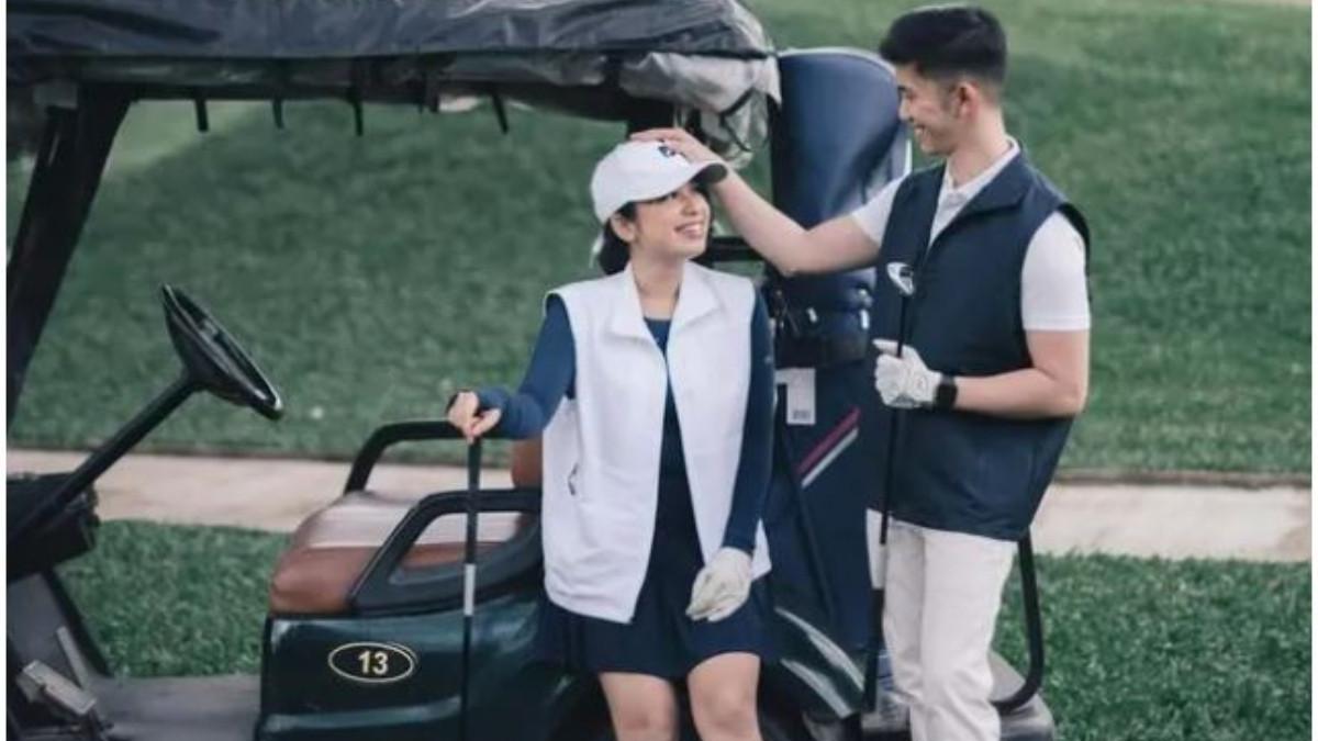 PUTRI JARWO KWAT MENIKAH - Inilah salah satu potret prewed Putri Anjani, anak Jarwo Kwat yang mengusung konsep unik di lapangan golf. 