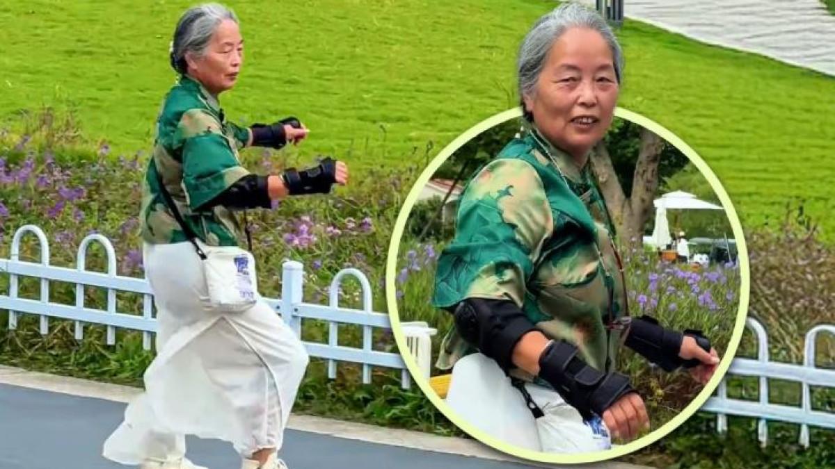 Inilah sosok nenek 68 tahun di China yang viral karena jago main skateboard.