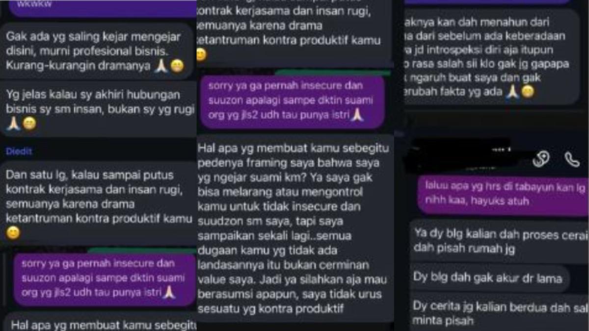 Isi chat diduga Inara Rusli dengan istri sah seorang pengusaha bernama Insanul Fahmi.
