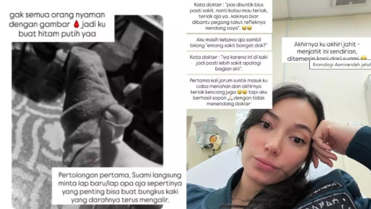 Jonas membungkus kaki Asmirandah menggunakan kain untuk menghentikan darah yang terus mengalir. Kemudian sang artis dibawa ke rumah sakit.