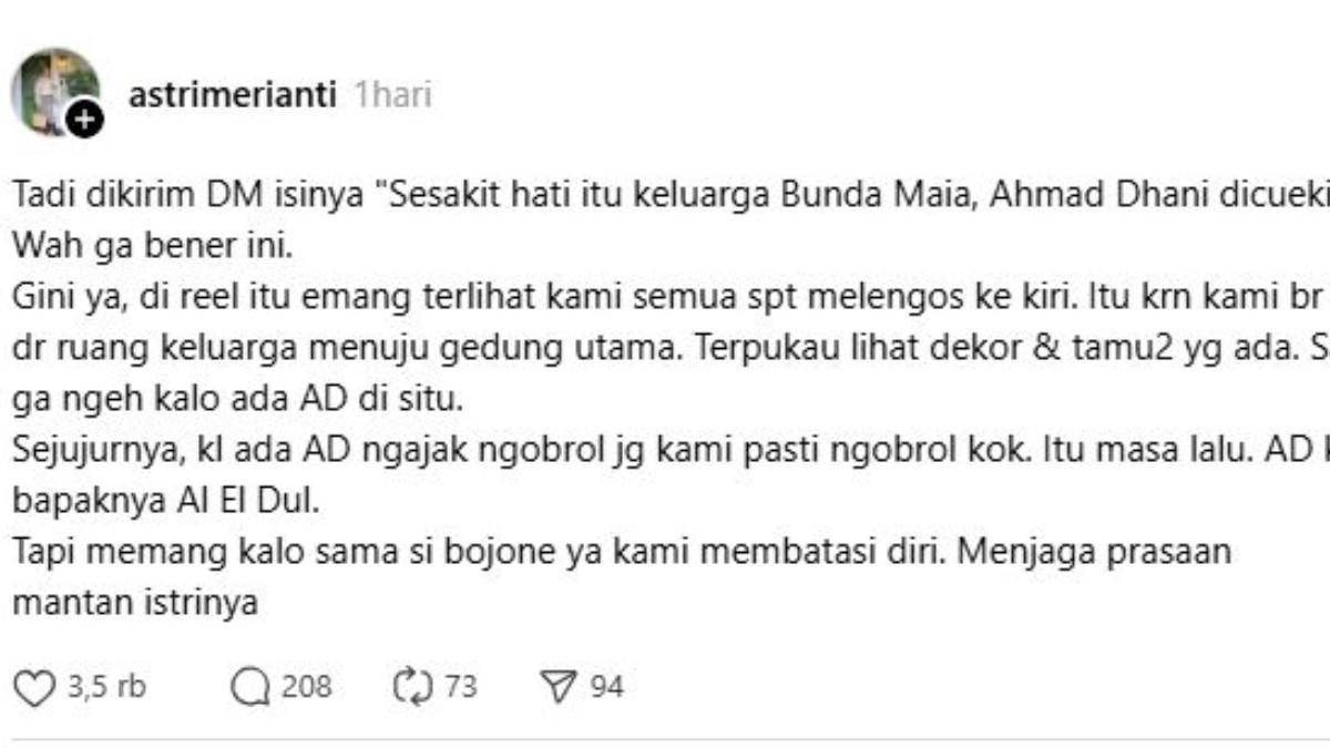 Kakak Maia Estianty menegaskan bahwa keluarganya tidak bermaksud mengabaikan Ahmad Dhani.