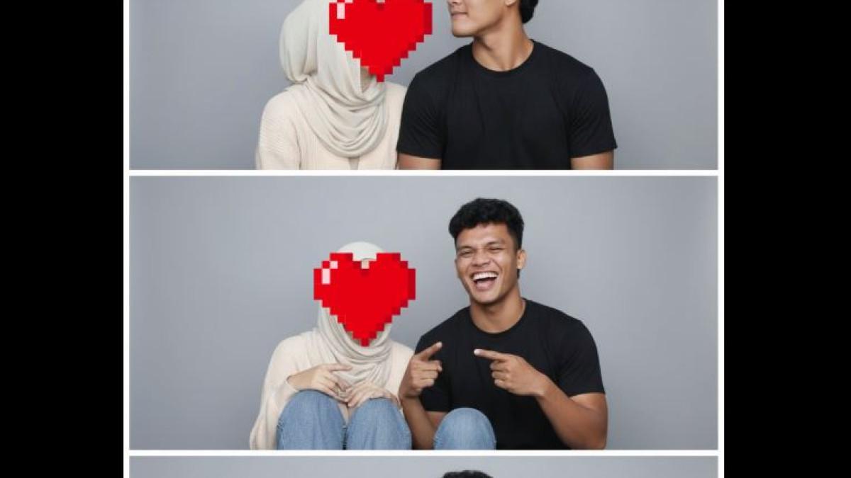 Keduanya tampak santai dan akrab saling berpandangan, tertawa lepas hingga sang perempuan kembali menyandarkan kepalanya di bahu pria yang diduga Safrie.