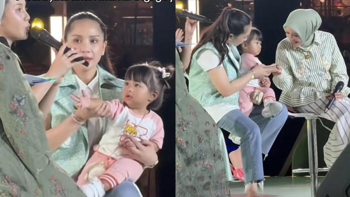 JABAT TANGAN - Kelakuan Baby Lily minta jabat tangan pada orang-orang saat ikut kerja Nagita Slavina dicapture (7/8/2025). Anak Raffi Ahmad tuai komentar.