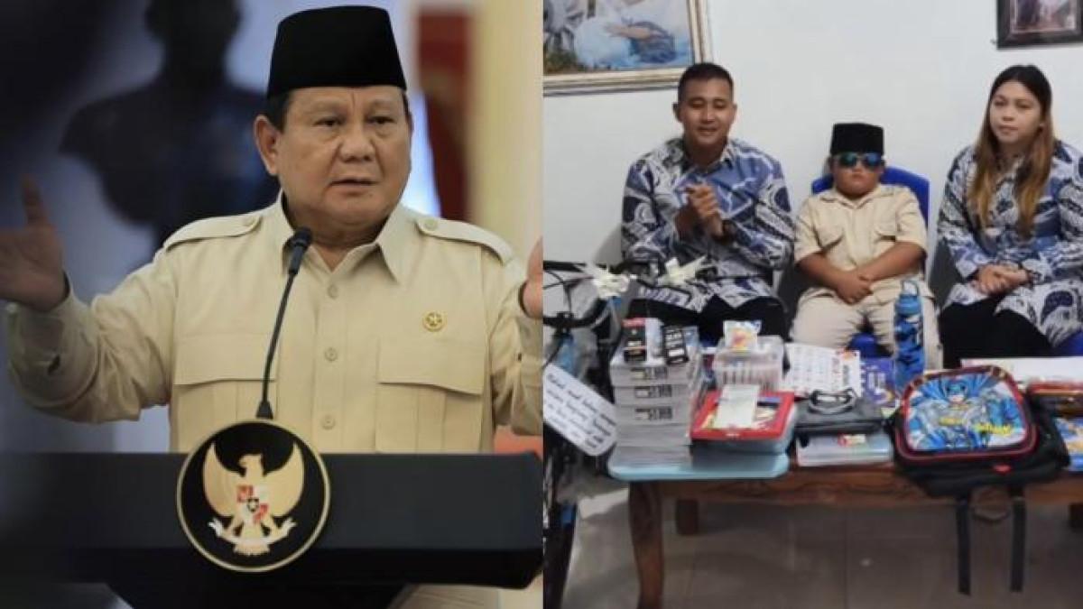 VIRAL - Kolase Presiden Prabowo Subianto dan Rafael si bocah viral dicapture (20/8/2025). Rafael bocah cosplay jadi Presiden Prabowo saat karnaval 17 Agustus mendapatkan hadiah.