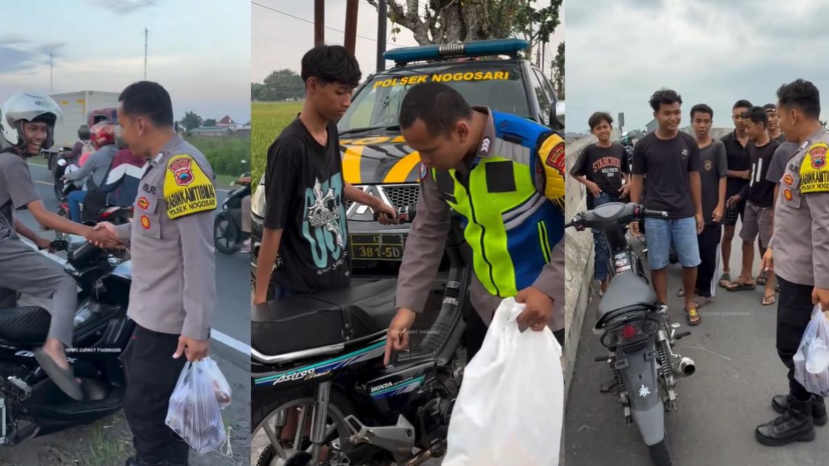 BERITA BOYOLALI - Kolase potret Brigadir Agus, anggota Polsek Nogosari, Boyolali yang viral berkat 'Kopi Curhat Pak Bhabin'