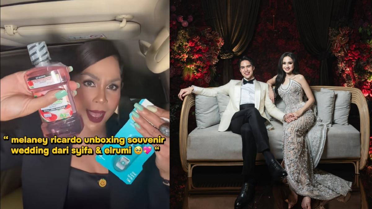 SOUVENIR NIKAHAN EL - Kolase potret Melaney Ricardo unboxing souvenir pernikahan El Rumi dan Syifa Hadju