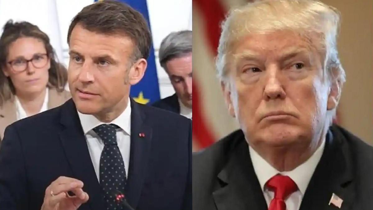 AMERIKA DIBUANG EROPA - Kolase potret Presiden Perancis Emmanuel Macron dan Presiden Amerika Serikat Donald Trump