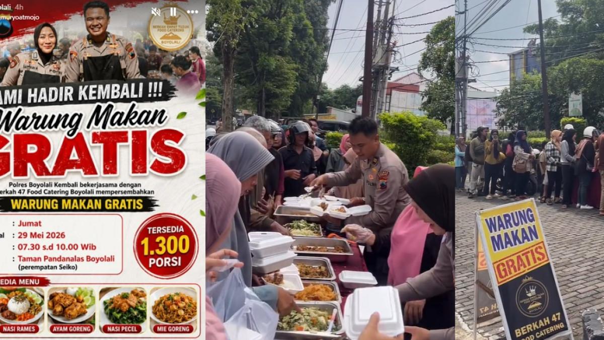 BERITA VIRAL BOYOLALI - Kolase potret pelaksanaan program Warung Makan Gratis Polres Boyolali