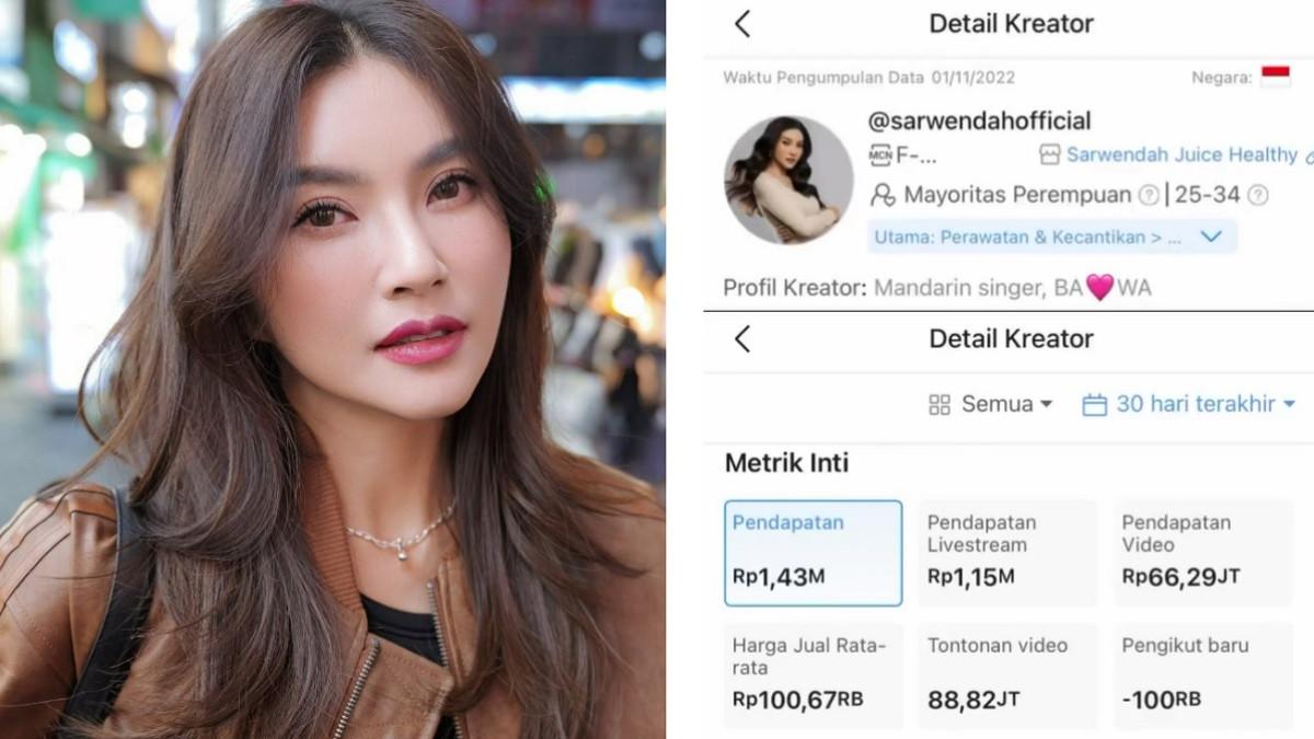 PENDAPATAN SARWENDAH - Kolase potret prediksi pendapatan Sarwendah dari live TikTok
