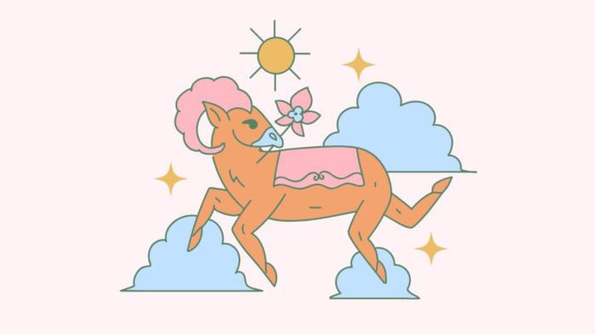 ILUSTRASI ZODIAK ARIES - Lambang zodiak Aries yang dibuat di Canva pada Senin (25/8/2025).