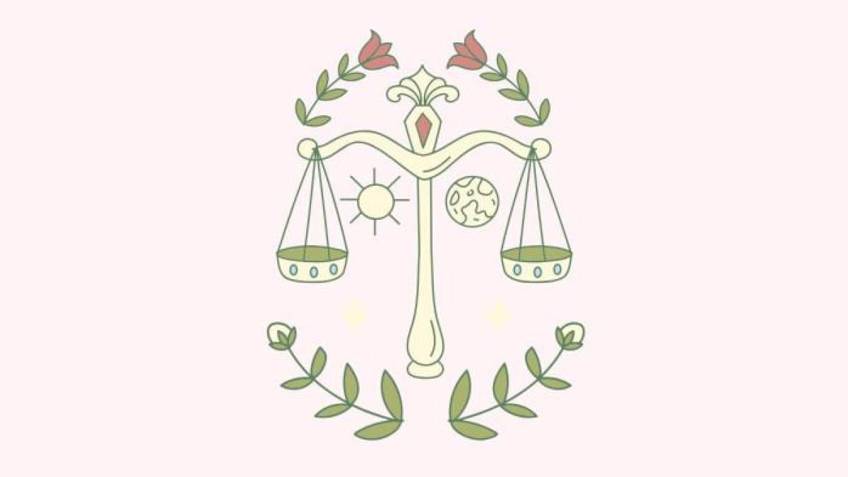 ILUSTRASI ZODIAK LIBRA - Lambang zodiak Libra yang dibuat di Canva pada Senin (25/8/2025).