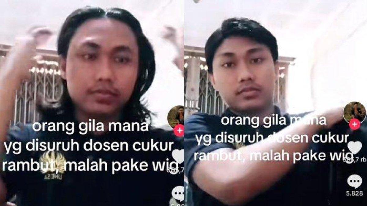 Potret Mahasiswa di Surabaya Rela Pakai Wig ke Kampus, Tak Sudi Rambut Gondrongnya Dipangkas