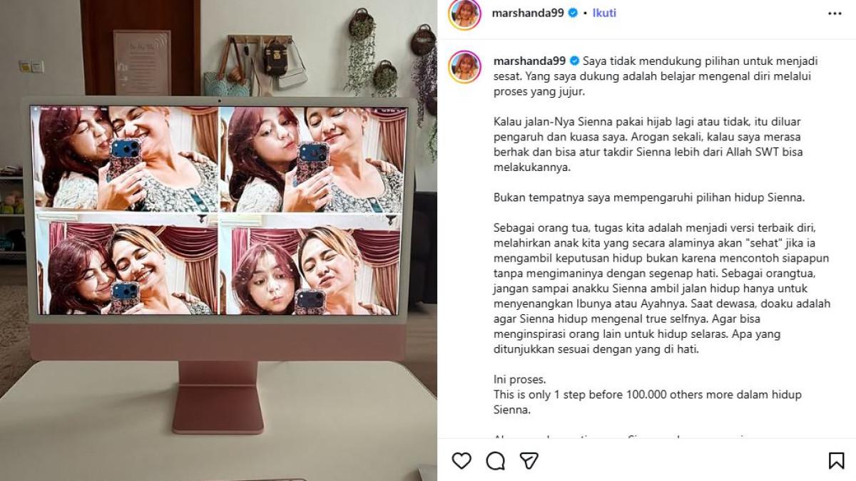 Marshanda menegaskan bahwa pilihan Sienna, termasuk soal hijab, berada di luar kendali dirinya sebagai orang tua.