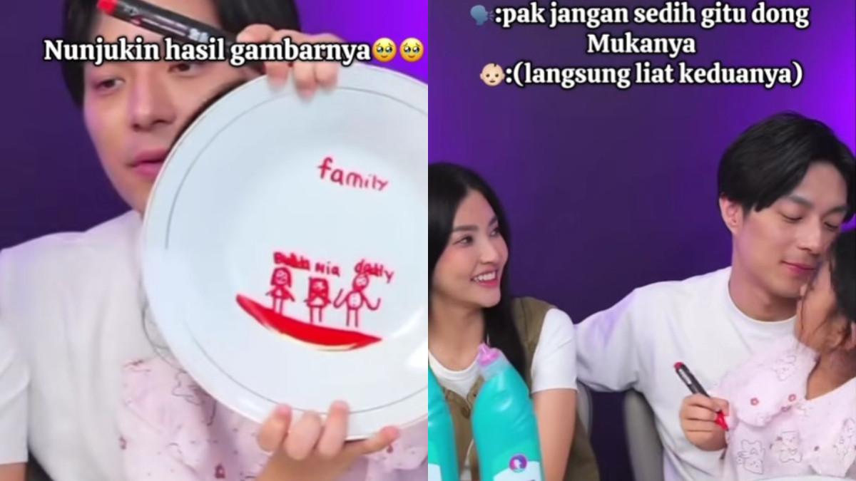 Melihat karya kecil penuh cinta itu, Sarwendah dan Giorgio Antonio tampak terharu.