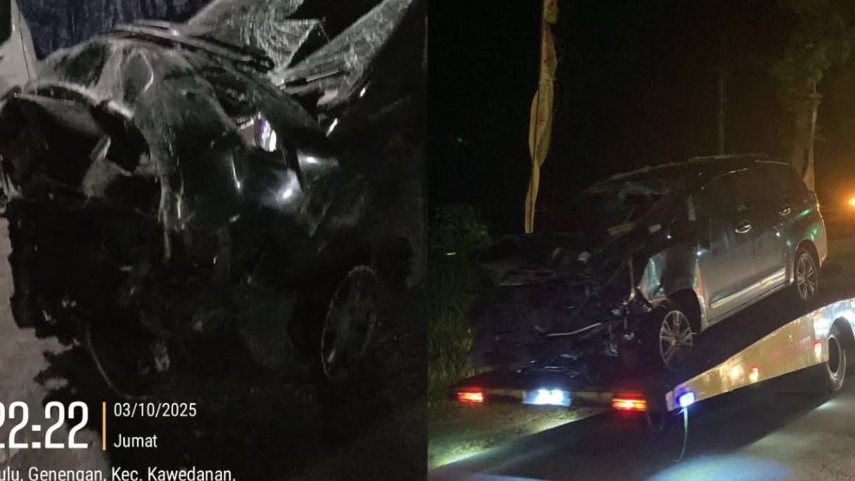 KECELAKAAN - Menurut penjelasan polisi, kecelakaan bermula saat mobil Toyota Innova yang dikemudikan Febri (28), sopir rombongan Cantika Davinca menyalip kendaraan lain.