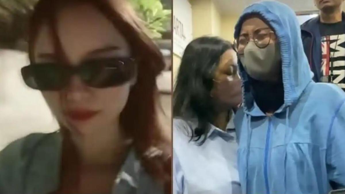 KORBAN BEGAL HOAKS- Model Ansy Jan De Vries menangis setelah menjalani pemeriksaan di Polda Metro Jaya. Ia ternyata hanya mengarang cerita dibegal.