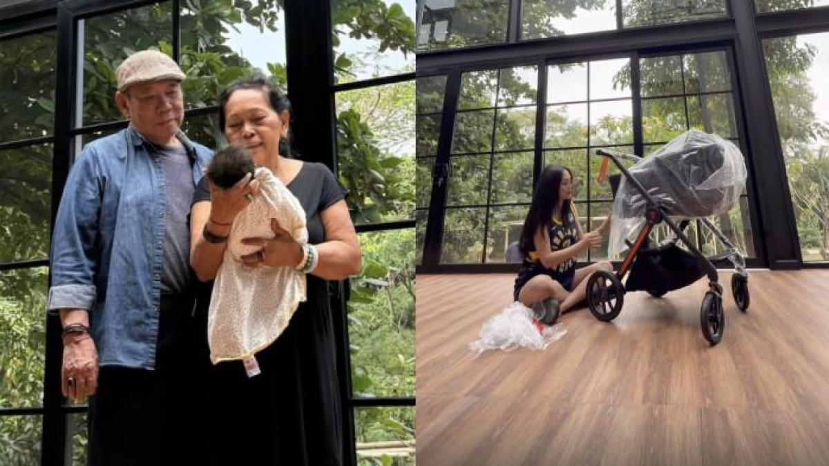 STROLLER MEWAH - Potret Erika Carlina saat unboxing stroller baru untuk baby Andrew. Harga stroller Lamborghini milik baby Andrew capai Rp 87 juta.
