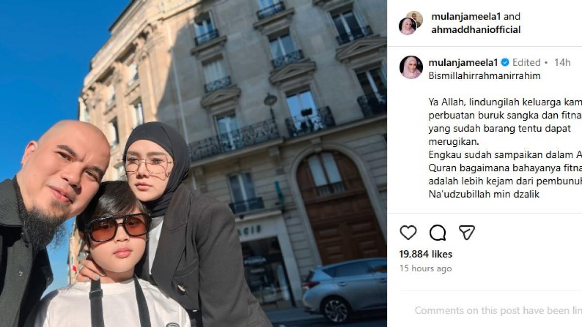 Mulan Jameela membagikan foto keluarga yang hangat bersama Ahmad Dhani dan anak bungsu mereka, Ali.