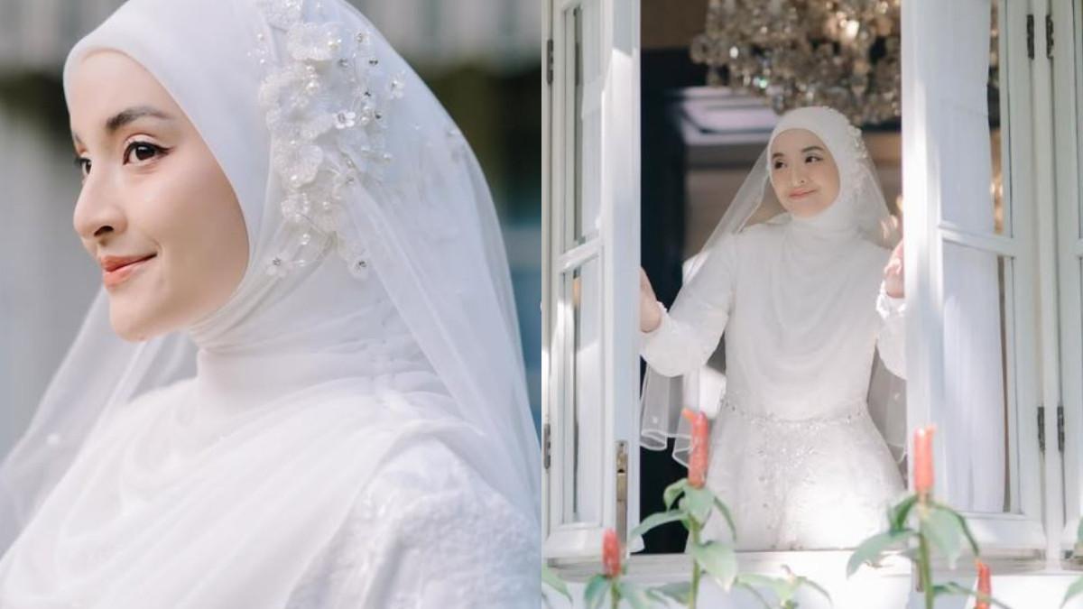 Nabila Ishma membagikan potret dirinya mengenakan gaun putih layaknya pengantin.