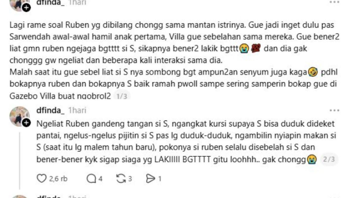 Netizen ceritakan pengalaman bertemu Ruben Onsu dan Sarwendah saat masih menikah