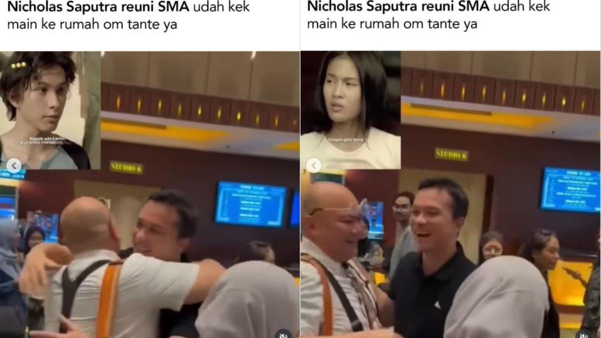 Nicholas Saputra menyapa dan memeluk mereka satu per satu, menciptakan suasana yang penuh nostalgia, seolah mereka kembali ke masa putih abu-abu bersama.