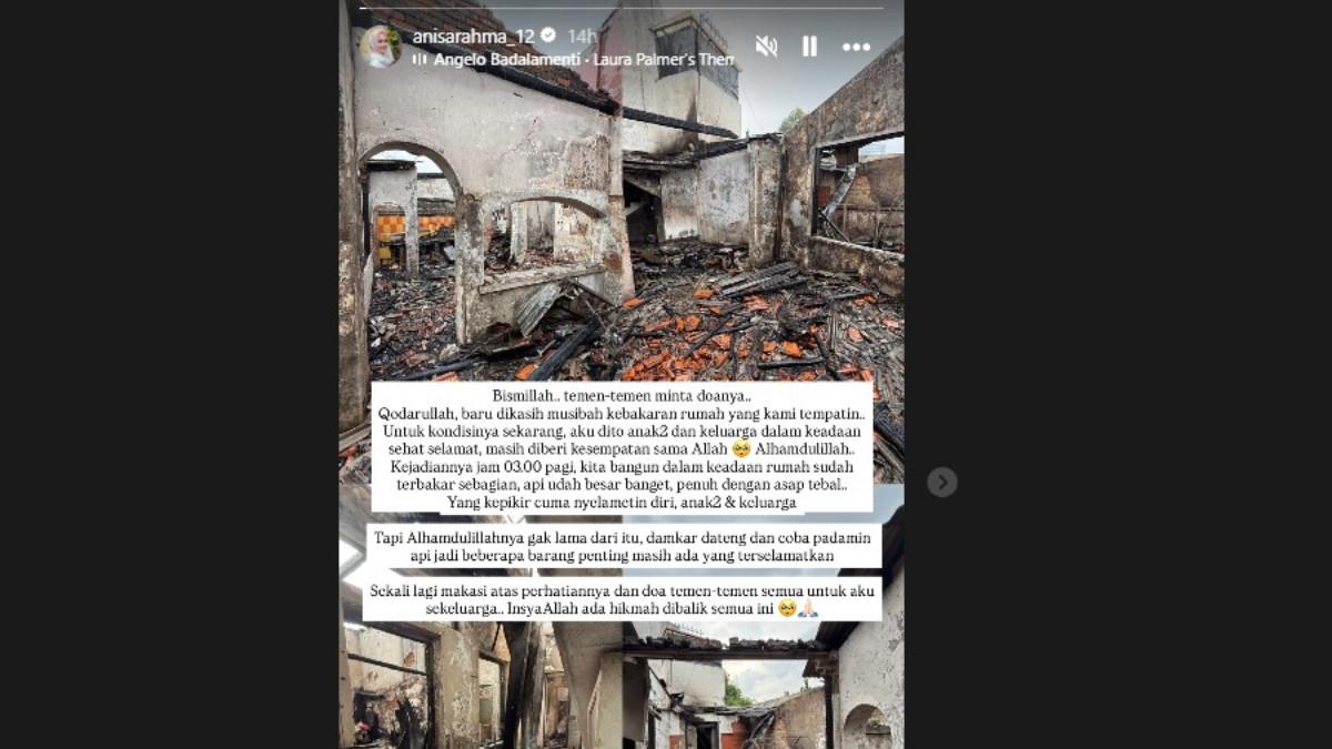 Penampakan rumah Anisa Rahma setelah alami kebakaran hebat.