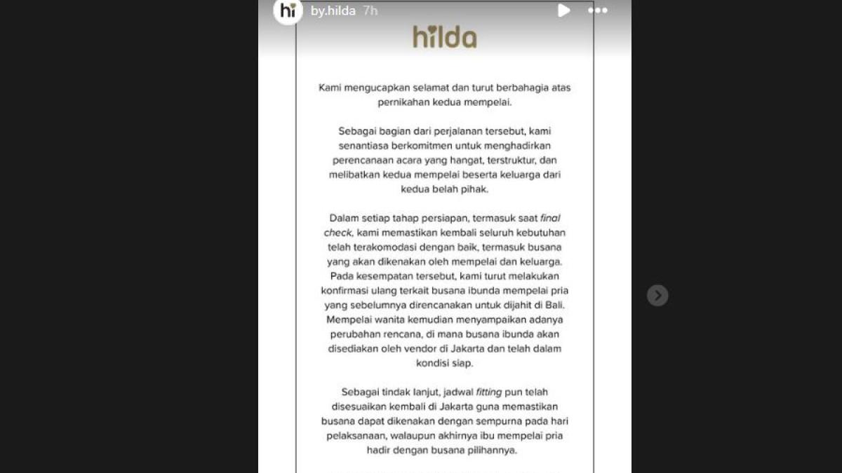 Pihak WO menyebut bahwa penyesuaian telah dilakukan guna memastikan kesiapan busana pada hari pelaksanaan.
