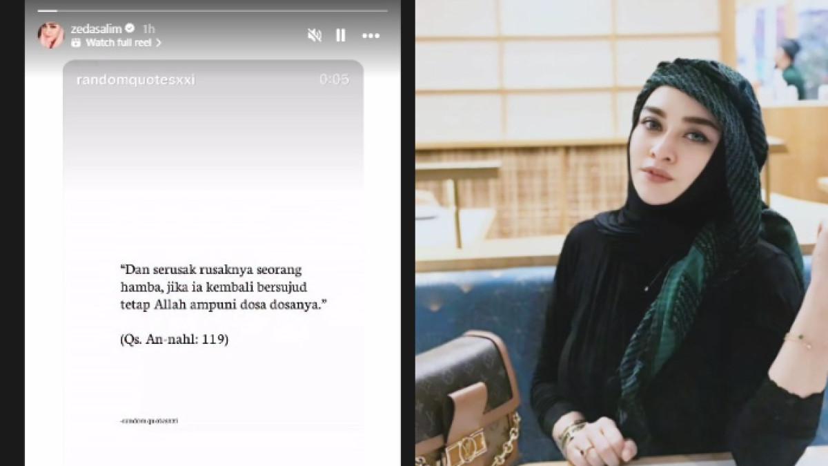 UNGGAH KUTIPAN AYAT - Di tengah kabarAmmar Zoni edarkan narkoba di dalam Rutan Salemba, Zeda Salim tiba-tiba mengunggah kutipan ayat suci Al-Qur’an di Instagram Story-nya.