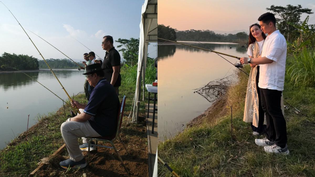 Potret Beby Tsabina dan suami bertemu SBY di Pacitan, Jawa Timur.