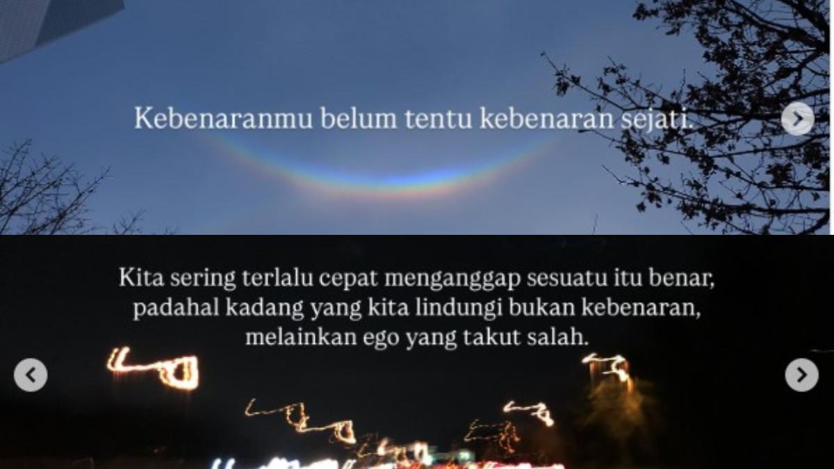KAKAK RAISA - Melalui akun Instagram pribadinya, Rinaldi membagikan pesan reflektif tentang kebenaran, ego, dan proses bertumbuh.