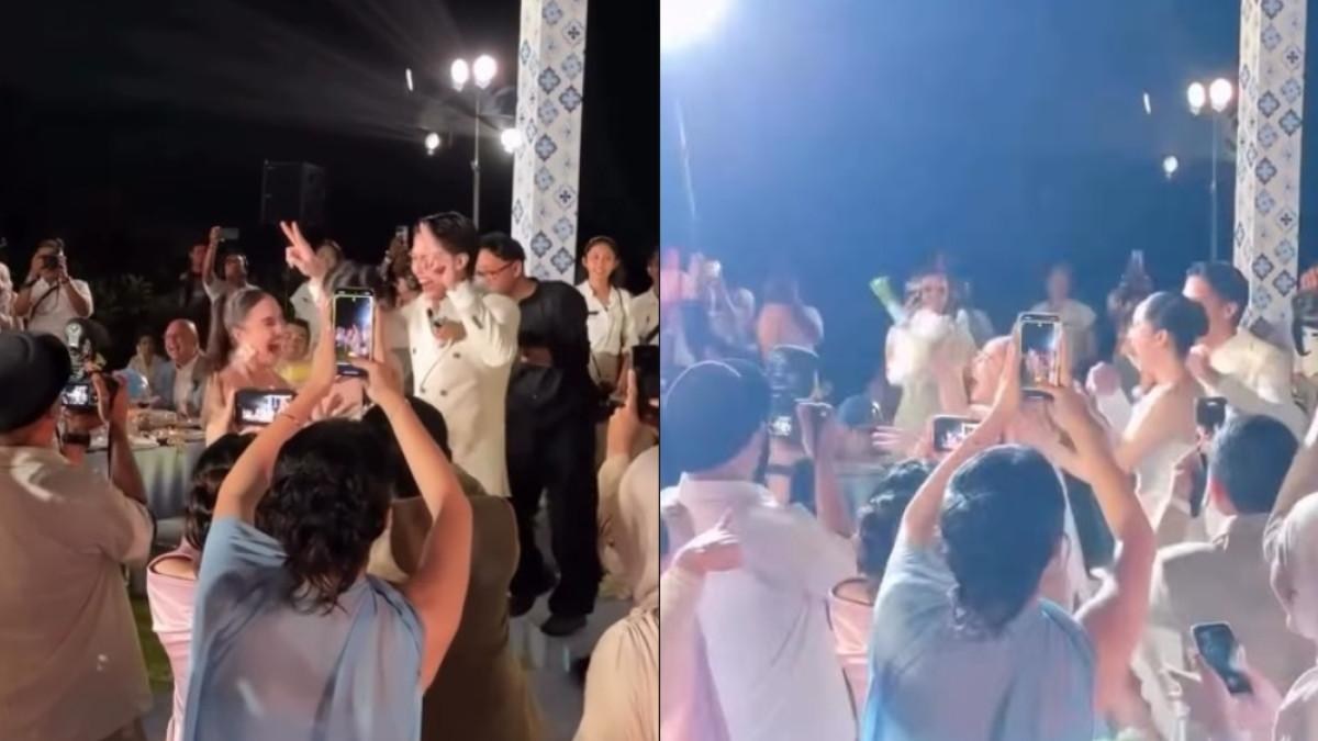 Salah satu momen yang mencuri perhatian adalah ketika Syifa melakukan tradisi flower toss atau lempar bunga.