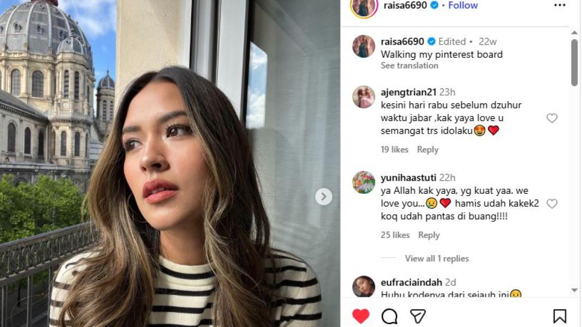 Salah satunya adalah postingan Raisa pada 1 Juni 2025 yang menulis caption, “Walking my pinterest board.”