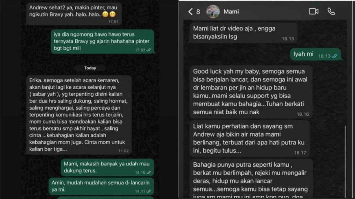 ISI CHAT IBU BRAVY - Terungkap isi chat ibunda DJ Bravy yang anaknya baru saja melamar Erika Carlina.
