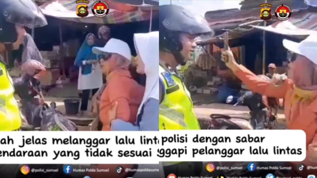 Sudah Salah Malah Ogah Kalah! Ibu Ini Motoran Tak Pakai Helm & Lawan Arah, Ngamuk Ditilang Polisi