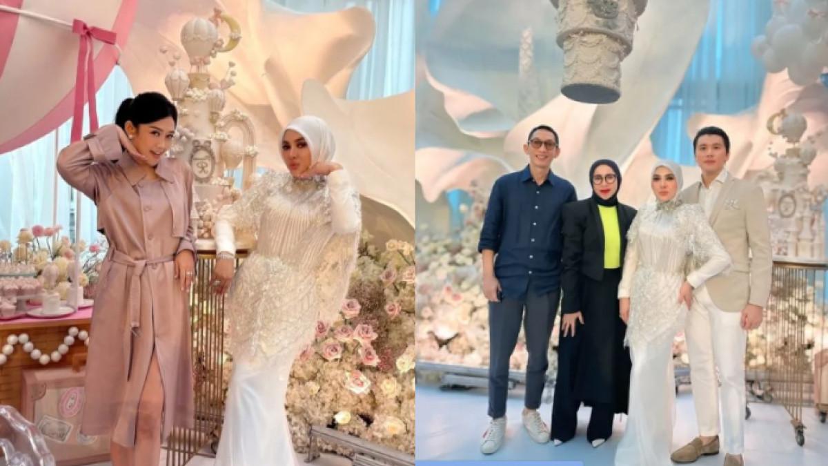 SYAHRINI RAYAKAN ULTAH - Syahrini tampil menawan dengan busana serba putih di momen perayaan ulang tahunnya.