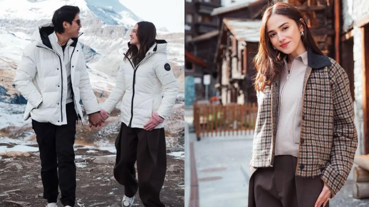 GAYA OOTD - Syifa Hadju tampil dengan gaya layering mengenakan atasan inner jaket warna coklat dipadukan jaket outer motif kotak-kotak berkerah hitam.