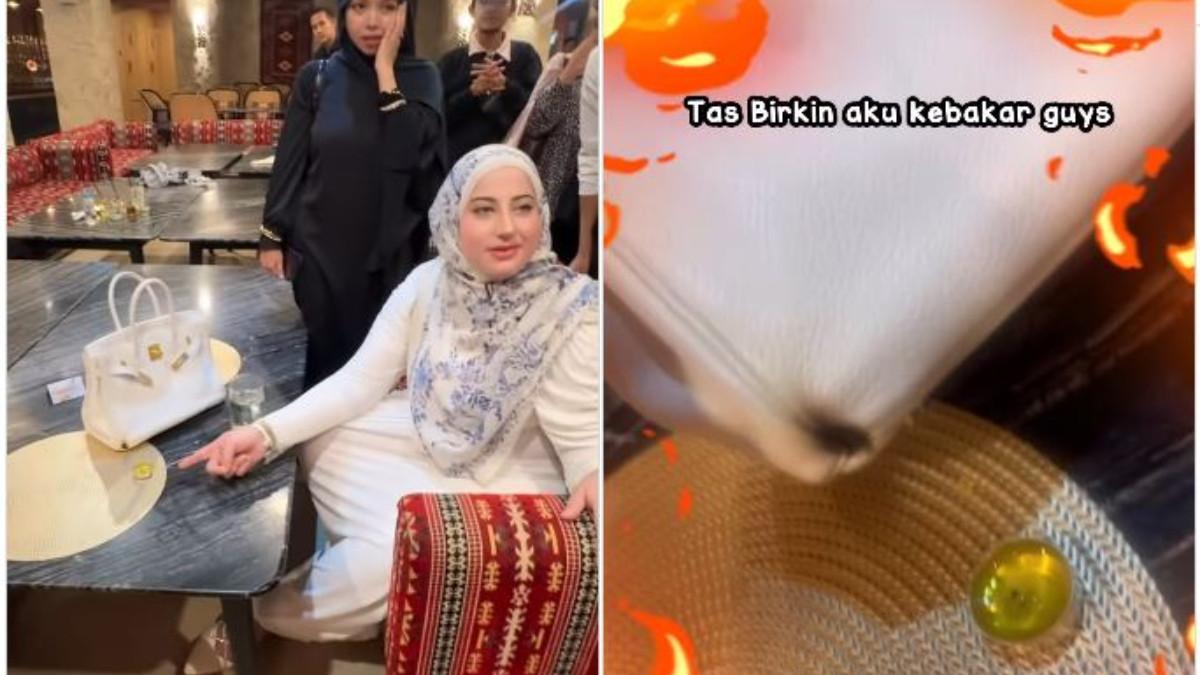 TAS HERMES KEBAKAR - Meski tas seharga Rp 300 jutaan itu kini mengalami kerusakan, Tasyi tetap berprasangka baik.