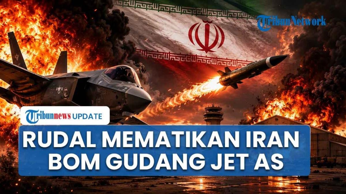 KONFLIK TIMUR TENGAH - Thumbail YouTube Tribunnews soal Iran serang kandang jet tempur AS