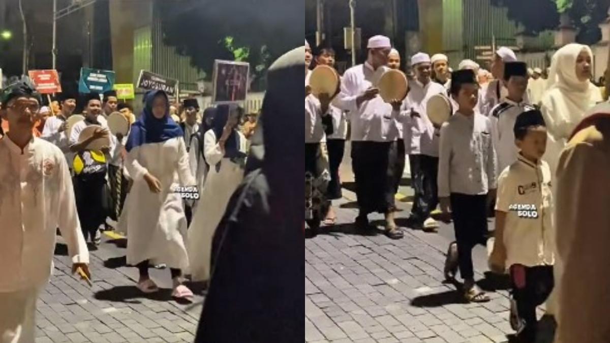 Tradisi kirab Hadrah dalam menyambut Isra Miraj di Solo berlangsung magis.