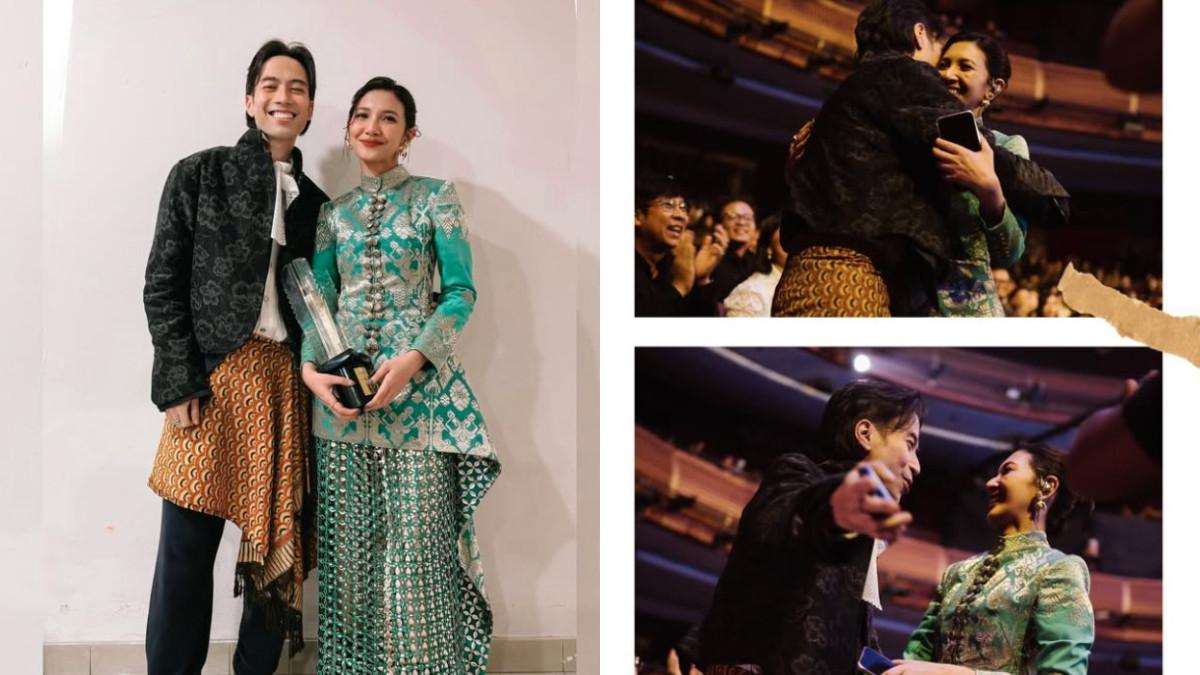 Vidi Aldiano memposting foto dirinya bersama Sheila Dara yang memegang Piala Citra, disertai ungkapan rasa syukur dan bangga atas pencapaian istrinya.