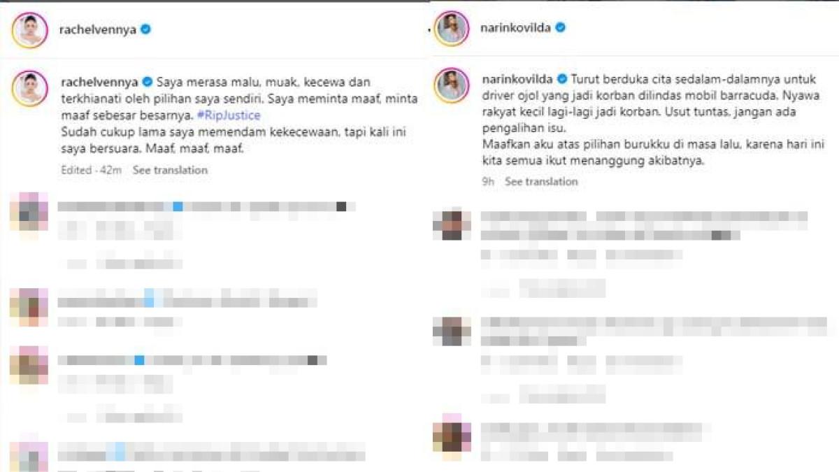 OJOL TEWAS DILINDAS BRIMOB - Viral postingan satu per satu artis mulai dari Rachel Vennya hingga Awkarin menyesali pilihan politiknya saat Pemilu. Kini ikut minta maaf atas insiden ojol tewas dilindas Brimob.