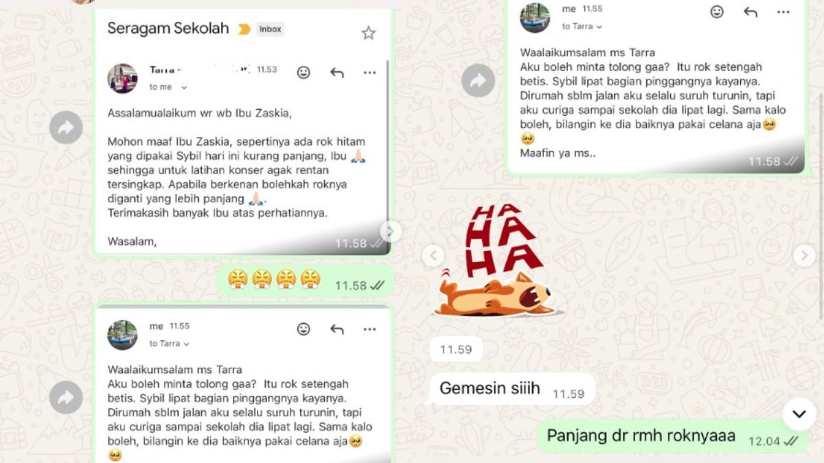 Zaskia Adya Mecca juga meminta sang guru membantu mengingatkan Sybil untuk mengenakan celana panjang dan menyampaikan permohonan maaf atas aksi putrinya itu.