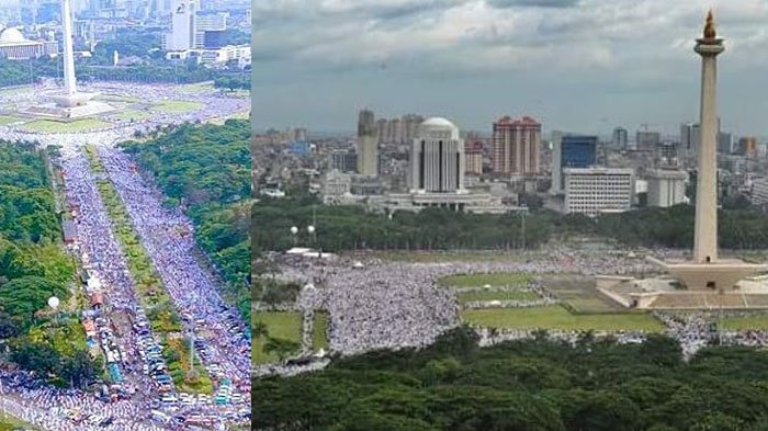 Demo 2 Desember - Takjub! Ini Dia Foto-Foto Udara Aksi 212 Jika Dilihat Dari Langit Jakarta