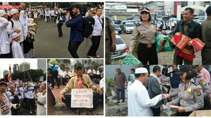 Demo 2 Desember - 7 Foto Menarik Jelang Aksi Damai 212 Mulai Polwan Cantik Hingga Tukang Pijat