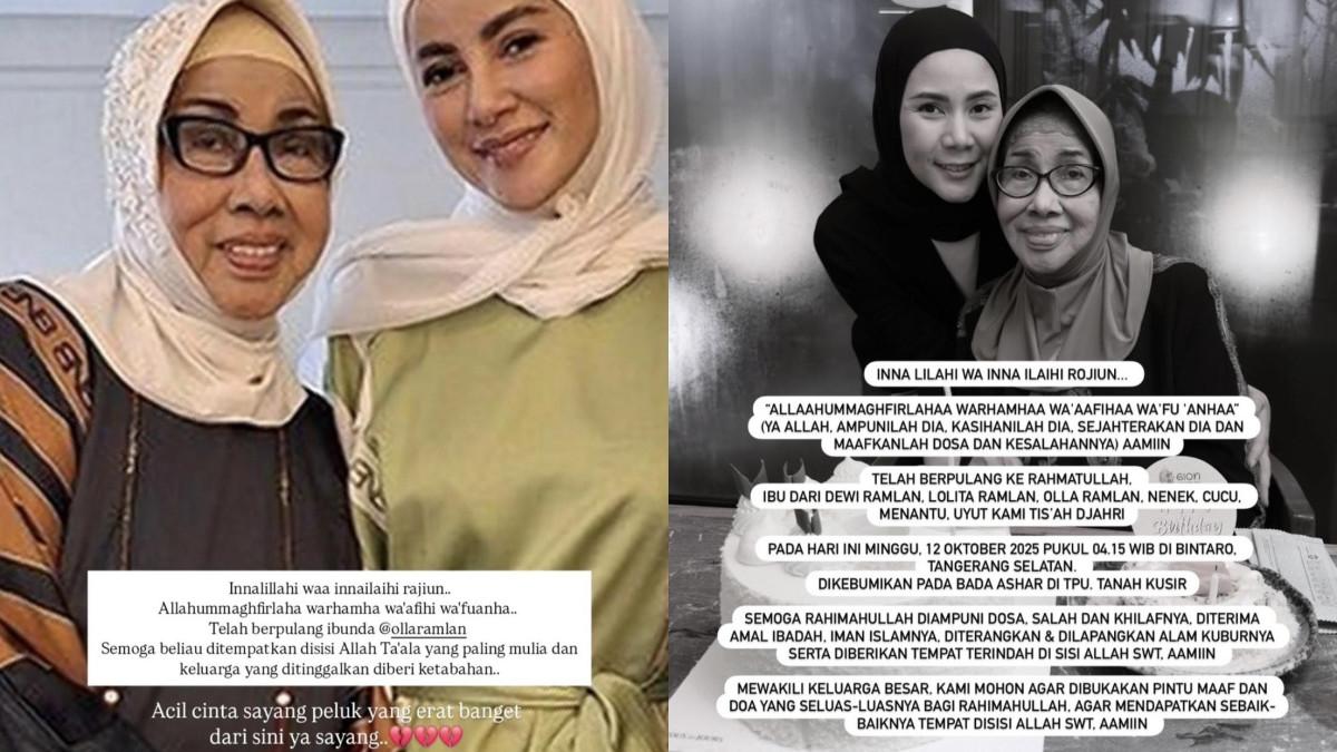 Kabar duka datang dari artis Olla Ramlan. Sang ibunda, Tis’ah Djahri, meninggal dunia di Bintaro, Tangerang Selatan