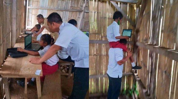 VIRAL Guru di NTT, Rela Memanggul Siswa hingga Panjat Dinding Demi Dapat Sinyal, Ini Potret Pilunya