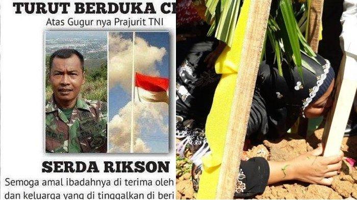 Potret Pilu Istri Sertu Rikson yang Gugur di Papua, Menangis Peluk dan Cium Nisan Suami Berkali-kali