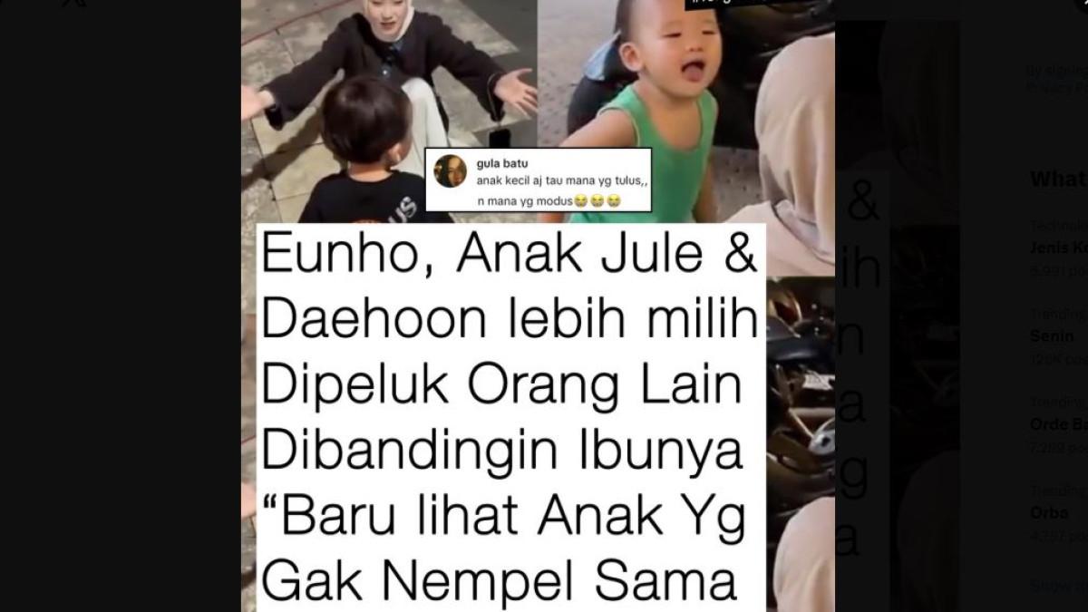 Namun bukannya menghampiri sang ibu, ketiga anak Daehoon justru berlari melewatinya dan memilih memeluk orang lain yang berada di dekat mereka.