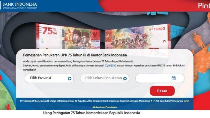 SUDAH DIBUKA Segera Daftar ke https://pintar.bi.go.id untuk Pesan Uang Rp 75 Ribu Edisi HUT ke-75 RI