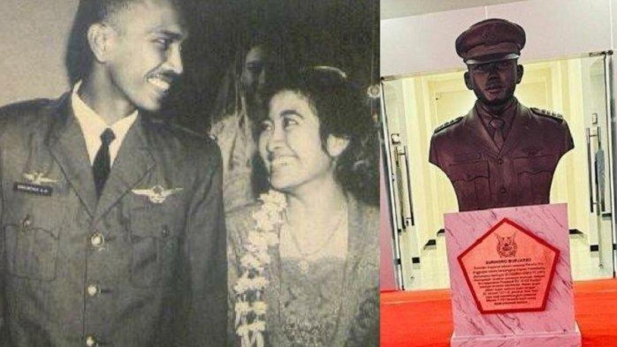 Surindro Supjarso saat menikah dengan Megawati (kiri). Nama Surindro Supjarso kini dipakai sebagai nama gedung ACMI di Lanud Iswahyudi Madiun